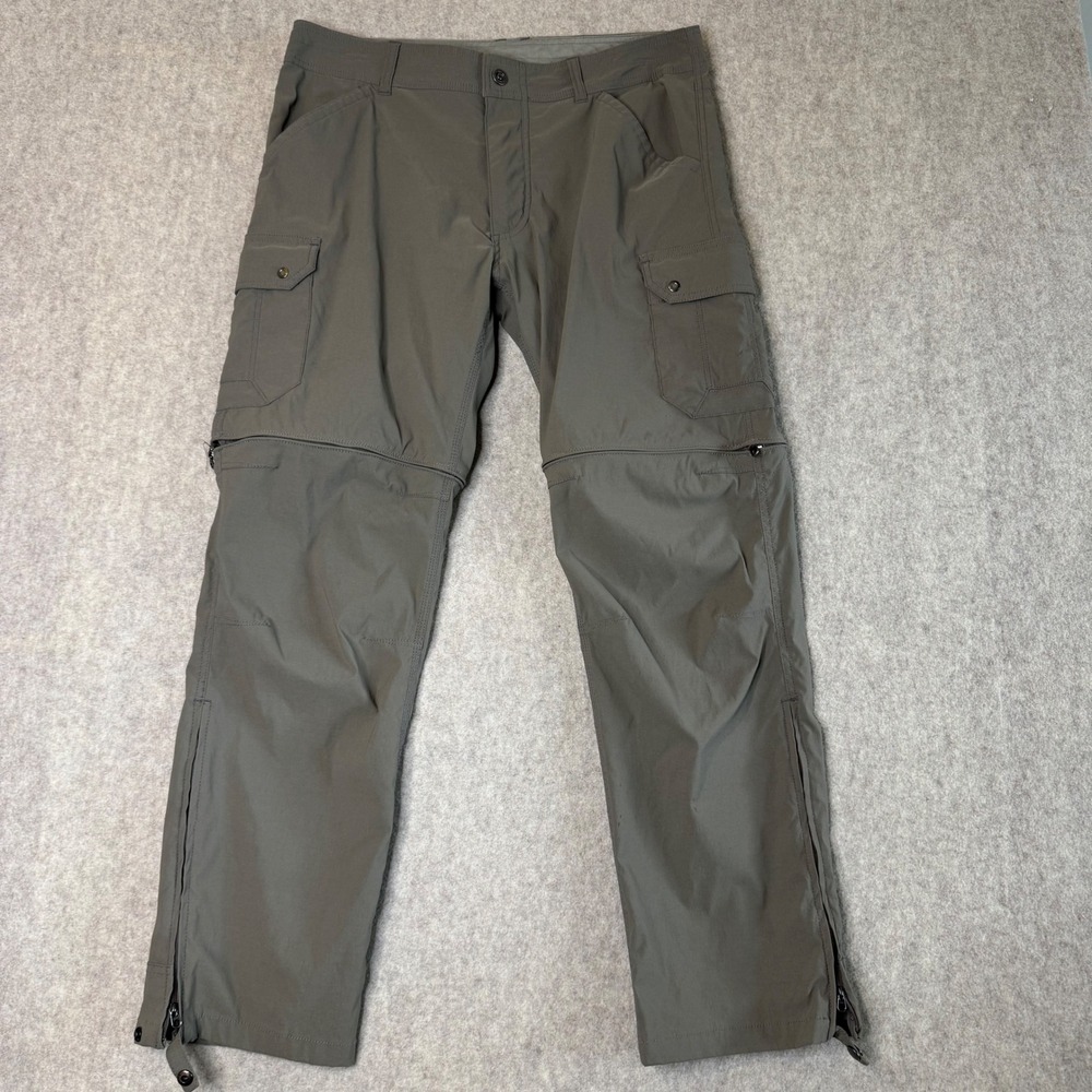 Kuhl Renegade Convertible Cargo Pants Mens 36x32 Green Straight Leg Hiking Tech